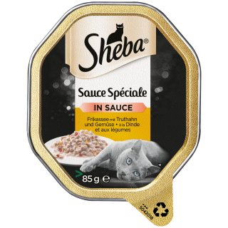 Sheba Katzenfutter Nassfutter Sauce Speciale Frikassee mit Truthahn & Gemüse in Sauce 1er Pack (1x85g Schale)