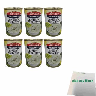 Sonnen Bassermann Broccoli- Cremesuppe 6er Pack (6x400ml Dose) + usy Block
