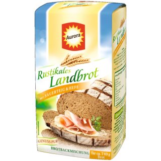 Aurora Brotbackmischung für Rustikales Landbrot mit Sauerteig und Hefe (500g Packung)