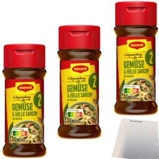 Maggi Würzmischung Nr. 2 Gemüse & helle Saucen 3er Pack (3x78g Glas) + usy Block