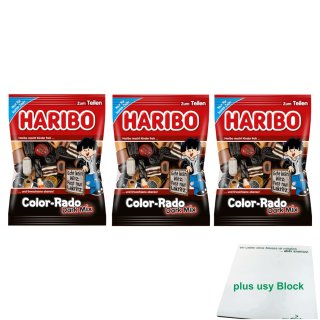 Haribo Color Rado Dark Mix (3x200g Beutel) + usy Block