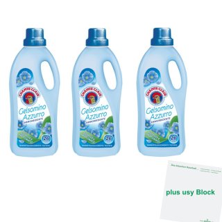 Chante Clair Ammorbidente Gelsomino Azzurro "Weichspüler Blauer Jasmin" 3er Pack (3x1560ml Flasche) + usy Block