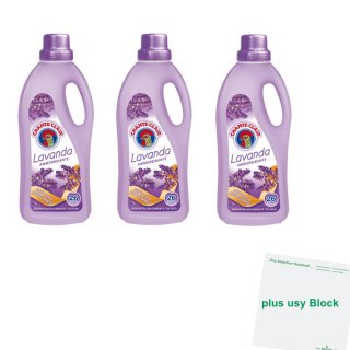 Chante Clair Ammorbidente Lavanda "Weichspüler Lavendel" 3er Pack (3x1560ml Flasche) + usy Block