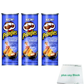 Pringles Parmesan & Roasted Garlic 3er Pack (3x158g) + usy Block