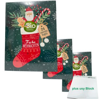 dm Bio Schokokugel Adventskalender "24 schokoladige Kugeln" 3er Pack (3x70g) + usy Block