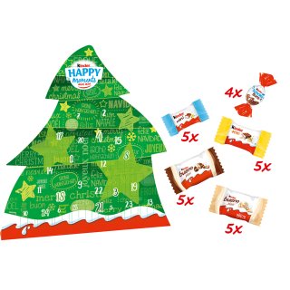 Ferrero Kinder Happy Moments Mini Mix Adventskalender Motiv: Tanne mit Sternen (133g Packung) + usy Block
