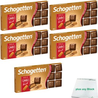 Schogetten Sorte des Jahres 2021: Lotus Biscoff 5er Pack (5x100g) + usy Block