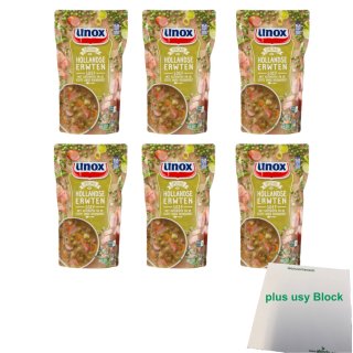 Unox Erwten Soep met Katenspek en Rookworst (Erbsensuppe mit Speck und geräucherter Wurst, 6x 570ml Packung) + usy Block