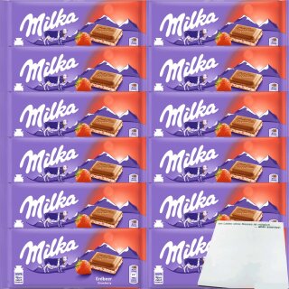 Milka Erdbeer 12er Pack (12x100g Tafel) + usy Block