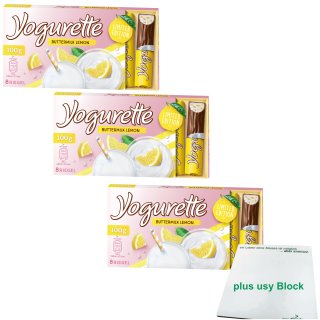 Yogurette Buttermilk Lemon Limited Edition 8 Riegel 3er Pack (3x100g Packung) + usy Block