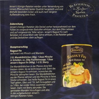 Jensens Königin-Pasteten 4 Stck (100g Packung) + usy Block
