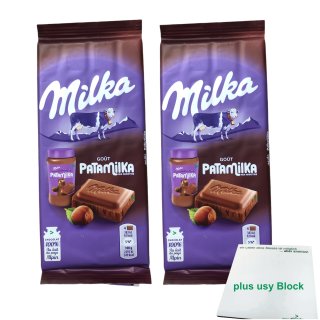 Milka Schokolade Patamilka 2er Pack (2x100g Tafel) + usy Block