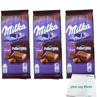 Milka Schokolade Patamilka 3er Pack (3x100g Tafel) + usy Block