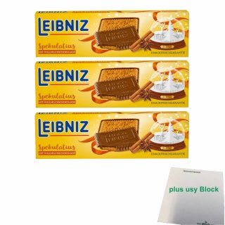 Bahlsen Leibniz Choco Spekulatius 3er Pack (3x125g Packung) + usy Block