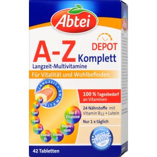 Abtei A-Z Komplett Multi Vitamin Plus Ginkgo (42 Tabletten)