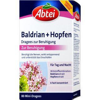 Abtei Baldrian + Hopfen zur Beruhigung (80 Mini Dragees)