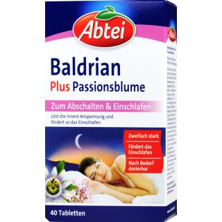 Abtei Baldrian + Passionsblüte Dragees (40 Tabletten)