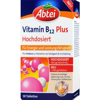 Abtei Vitamin B12 Plus Hochdosiert (30 Tabletten)