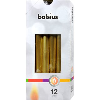 Bolsius Spitzkerze Gold 250 x 25 mm (12Stk Packung)