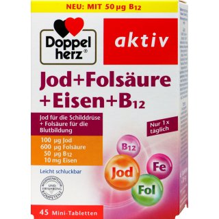 Doppelherz aktiv Jod + Folsäure + Eisen + B12 (45 Mini Tabletten)
