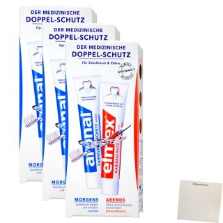 Aronal/Elmex Doppelschutz Zahnpasta 3er Pack (6x75ml Tube) + usy Block