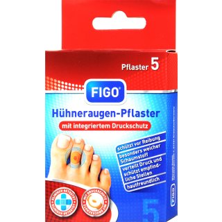 Figo Hühneraugen-Pflaster mit integriertem Druckschutz 5 er