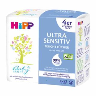Hipp Babysanft Ultra Sensitiv Feuchttücher ohne Parfum (4x52 St)