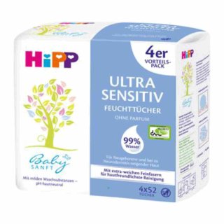 Hipp Babysanft Ultra Sensitiv Feuchttücher ohne Parfum (4x52 St)