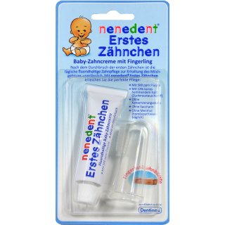 Nenedent Erstes Zähnchen Baby-Zahncreme Fluor mit Fingerling  15ml