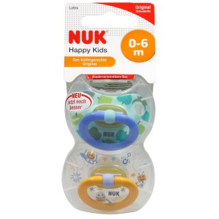 Nuk Happy Kids Latex-Schnuller Größe 1, für 0-6 Monate 2 er