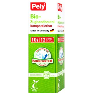 Pely Biofolien Müllbeutel mit Zugband Rolle 10l 12 er