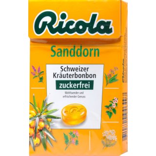 Ricola Kräuterbonbon Sanddorn zuckerfrei (50g Packung)
