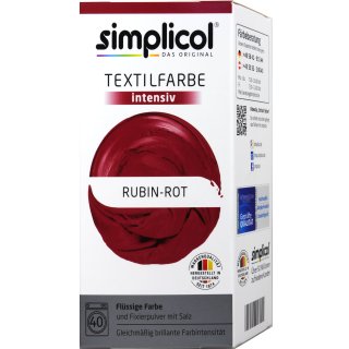 Simplicol Intensiv Textilfarbe Rubin-Rot (150ml, 400g Packung)