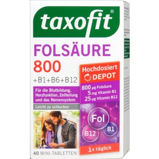 Taxofit Folsäure und Vitamin B1, B6, B12 40 er