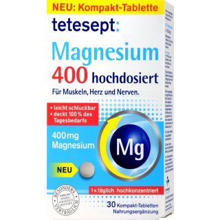 Tetesept Magnesium 400mg Hochdosiert (30 Tabletten)