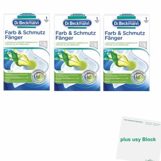 Dr. Beckmann Farb & Schmutz Fänger Mehrwegtuch 3er Pack (3 St) + usy Block