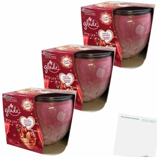 Glade Duftkerze Aromatischer Bratapfel & Zimt Kerze 3er Pack (3x120g Stück) + usy Block