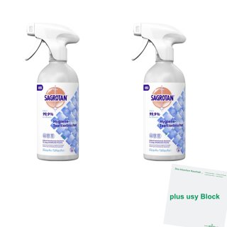 Sagrotan Hygiene-Textilerfrischer 3er Pack (3x 500ml Flasche) + usy Block