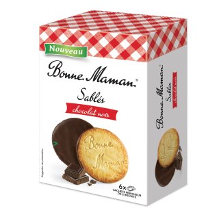 Bonne Maman Sables Chocolat noir (Französiche Kekse mit dunkler Schokolade) 12 Stück Packung