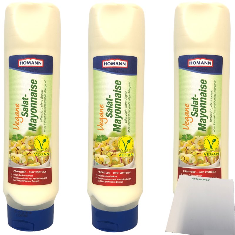 Homann vegane Mayonnaise 50 laktose glutenfrei 3er Pack (3x875ml Tub