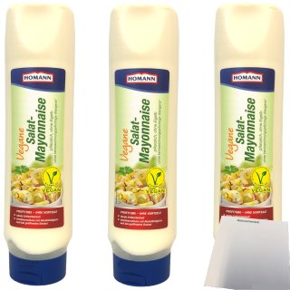 Homann vegane Mayonnaise 50% laktose glutenfrei 3er Pack (3x875ml Tube) + usy Block