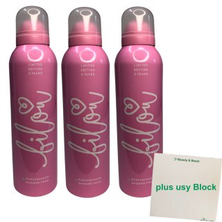bilou Duschschaum Limited Edition 5 Years 3er Pack (3x200ml Flasche) + usy Block