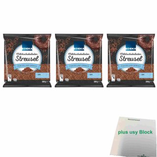 Edeka Milchschokoladen Streusel 3er Pack (3x200g Beutel) + usy Block