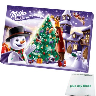 Milka Adventskalender Motiv: Tannenbaum (200g Packung) + usy Block