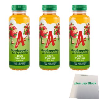 Appelsientje Jus De Pomme Apfelsaft 100% Puur & sap Jus pur 3er Pack (3x Apfelsaft 330ml Flasche) + usy Block