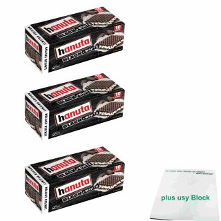 hanuta Black & White Limited Edition 3er Pack (3x220g Packung) + usy Block