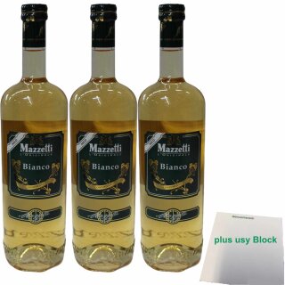 Mazzetti Condimento Bianco Balsamico Weissweinessig (3x1 L Flasche) + usy Block