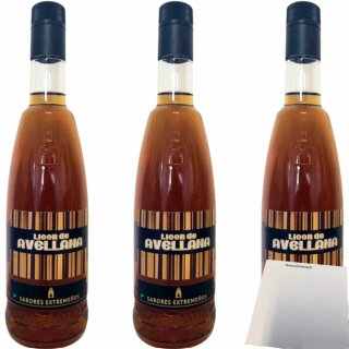 Sabores Extremenos Licor de Avellana 17% Haselnusslikör (3x700ml Flasche) + usy Block