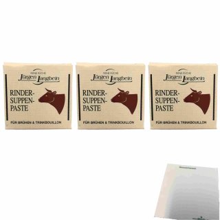 Jürgen Langbein Rinder-Suppen-Paste 3er Pack (3x50g Würfel) + usy Block