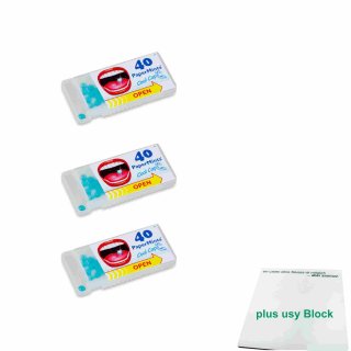 PaperMints Cool Caps Mint One by One Sugarfree 3er Pack (3x40St Frischeperlen mit Minzgeschmack) + usy Block